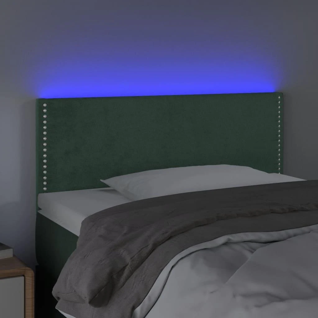 Galvūgalis su LED, tamsiai žalias, 100x5x78/88cm, aksomas