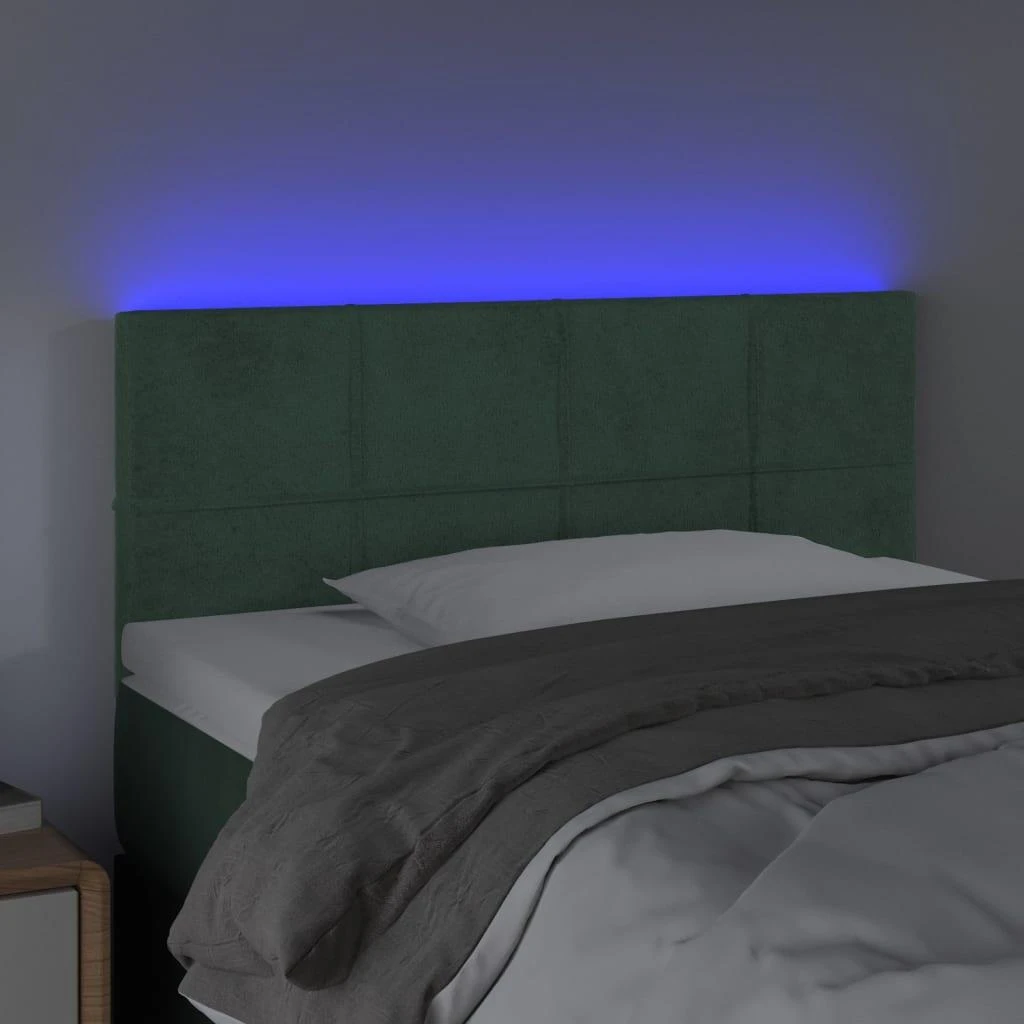Galvūgalis su LED, tamsiai žalias, 100x5x78/88cm, aksomas
