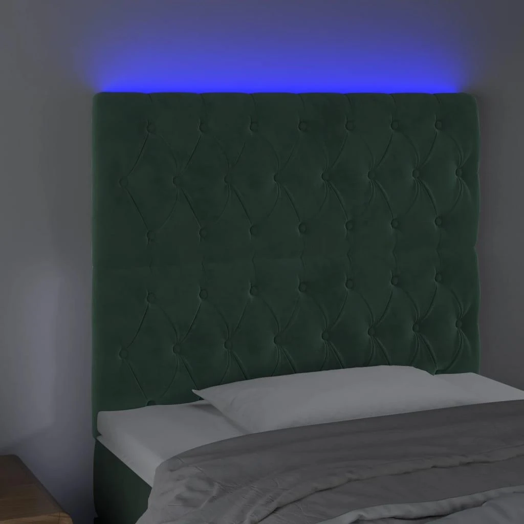 Galvūgalis su LED, tamsiai žalias, 100x7x118/128cm, aksomas