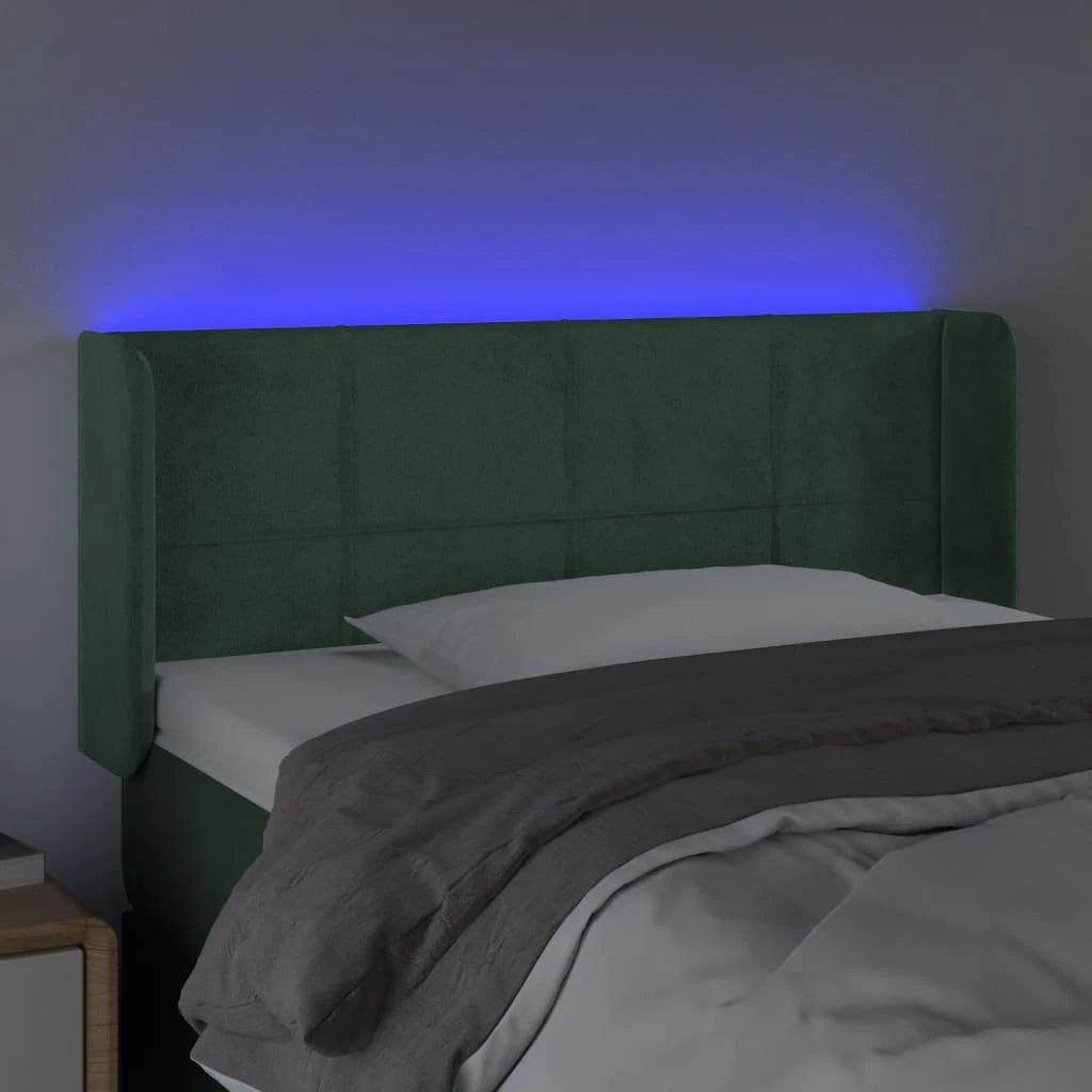 Galvūgalis su LED, tamsiai žalias, 103x16x78/88cm, aksomas