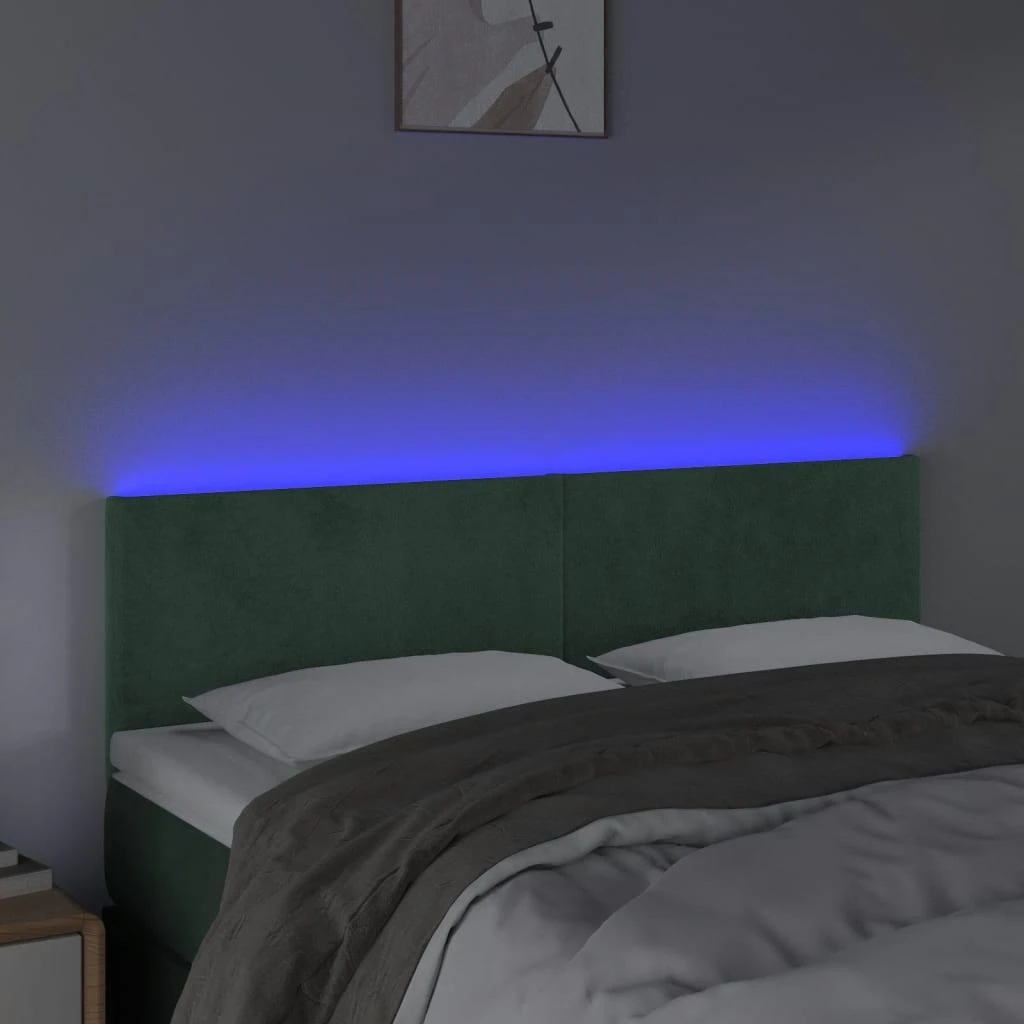 Galvūgalis su LED, tamsiai žalias, 144x5x78/88cm, aksomas