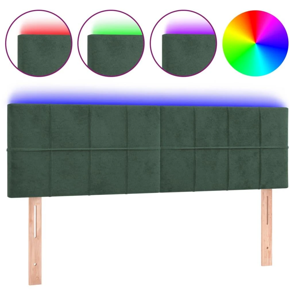 Galvūgalis su LED, tamsiai žalias, 144x5x78/88cm, aksomas