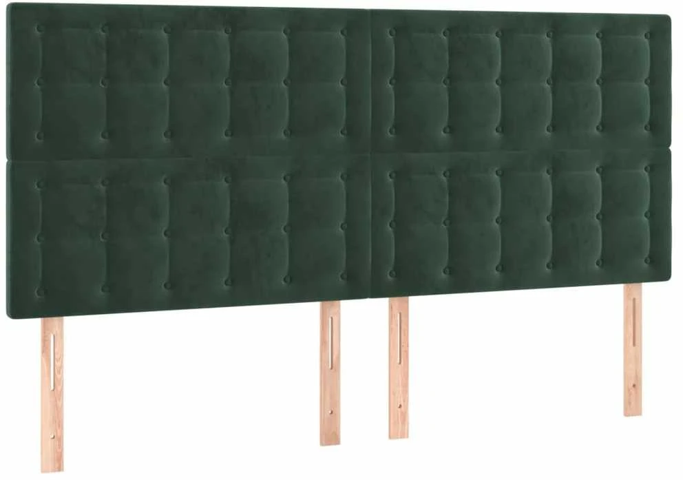 Galvūgalis su LED, tamsiai žalias, 160x5x118/128cm, aksomas