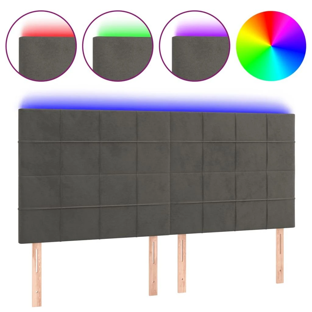 Galvūgalis su LED, tamsiai žalias, 160x5x118/128cm, aksomas