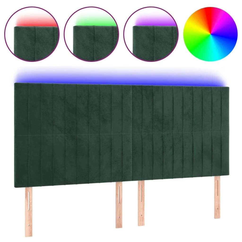 Galvūgalis su LED, tamsiai žalias, 160x5x118/128cm, aksomas
