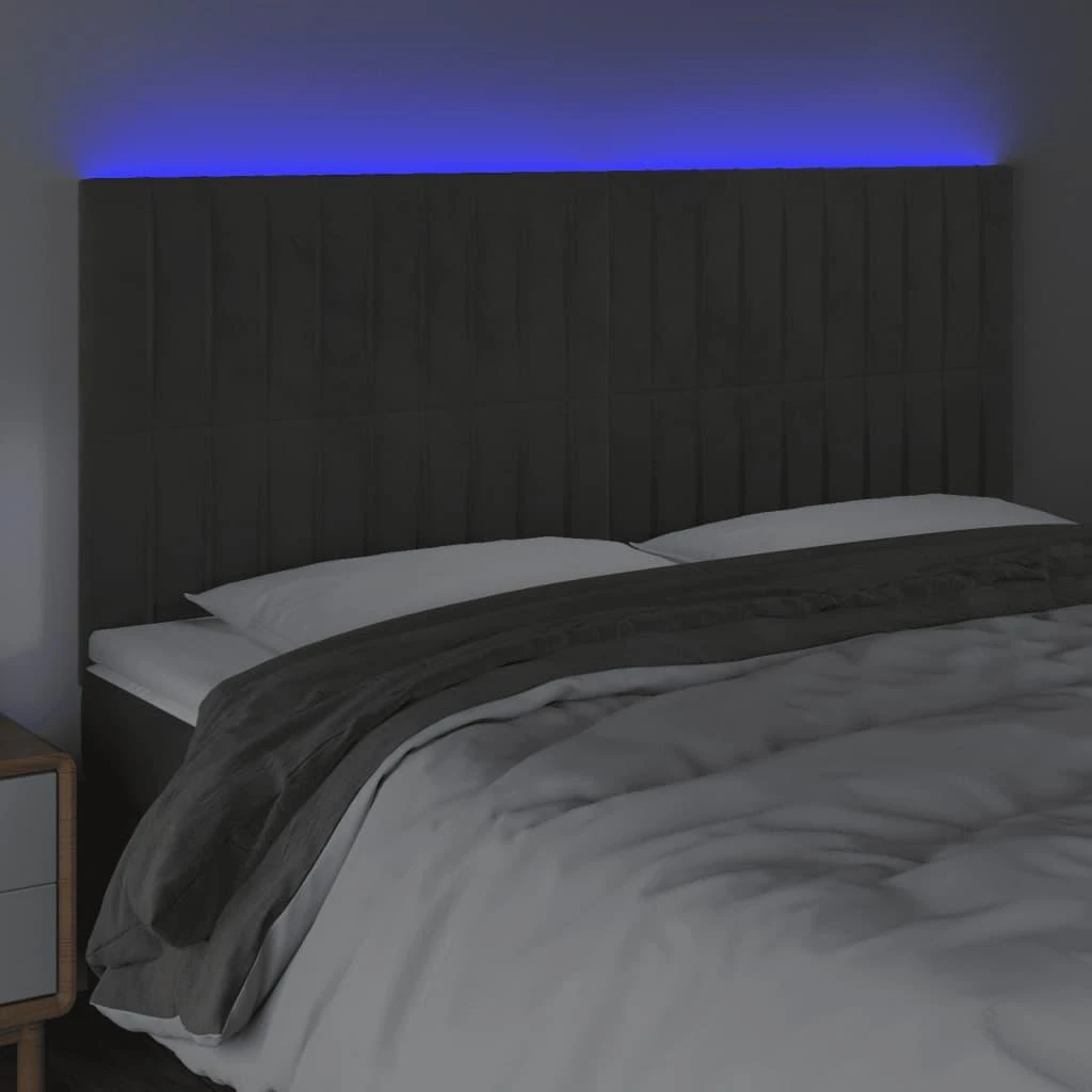 Galvūgalis su LED, tamsiai žalias, 160x5x118/128cm, aksomas