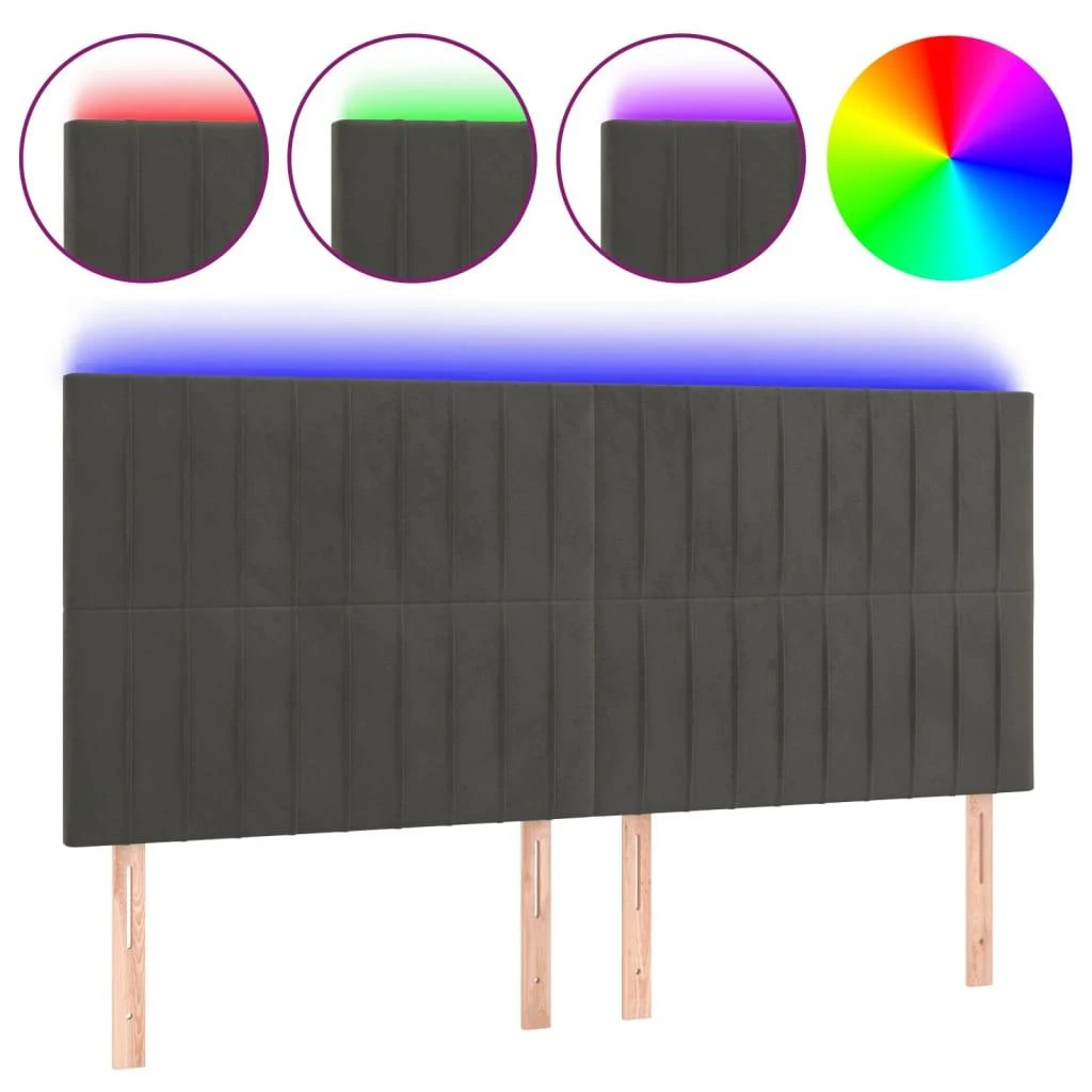 Galvūgalis su LED, tamsiai žalias, 160x5x118/128cm, aksomas