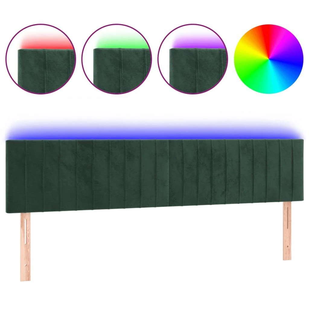 Galvūgalis su LED, tamsiai žalias, 160x5x78/88cm, aksomas