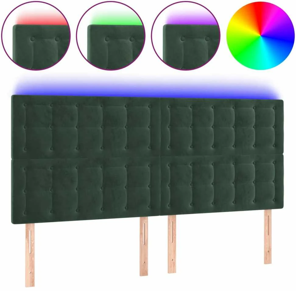 Galvūgalis su LED, tamsiai žalias, 180x5x118/128cm, aksomas