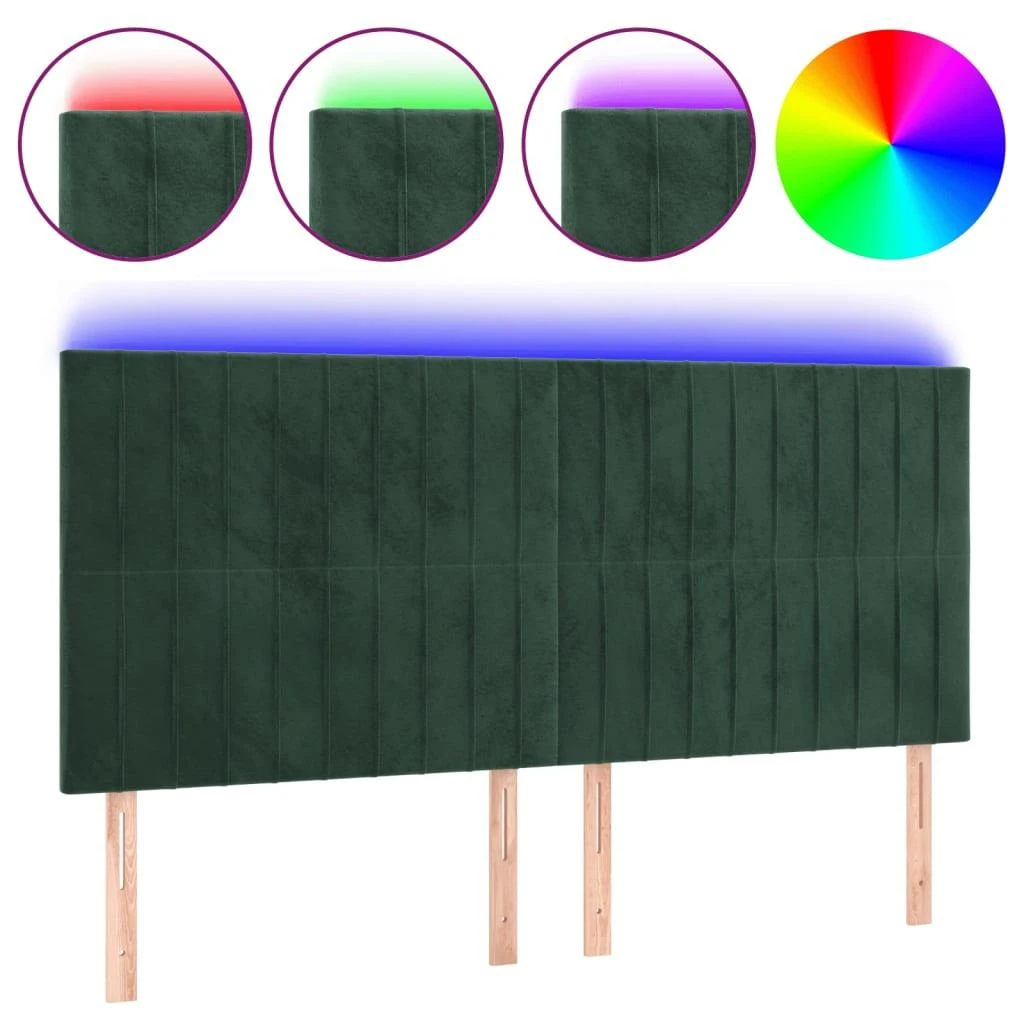 Galvūgalis su LED, tamsiai žalias, 180x5x118/128cm, aksomas