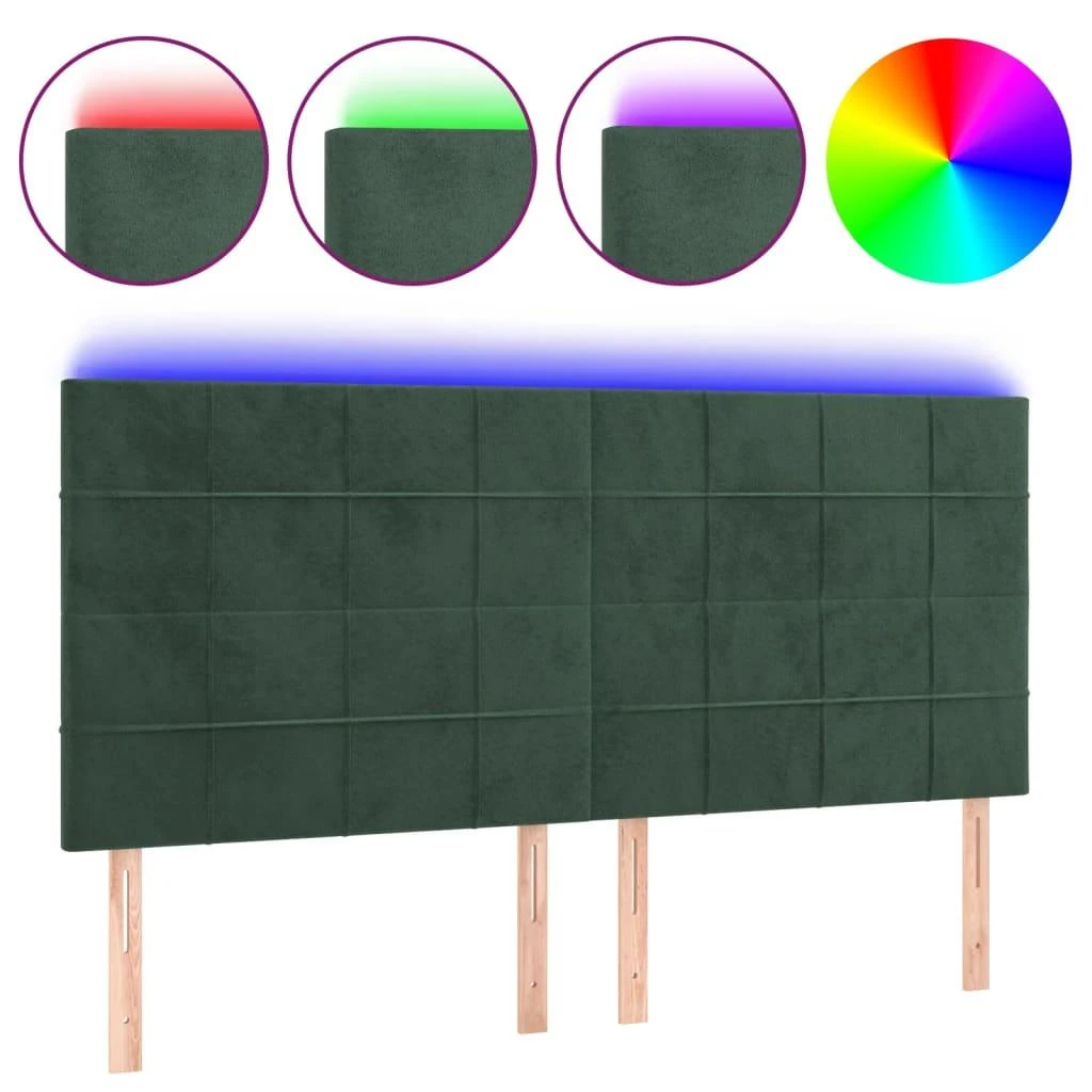 Galvūgalis su LED, tamsiai žalias, 180x5x118/128cm, aksomas