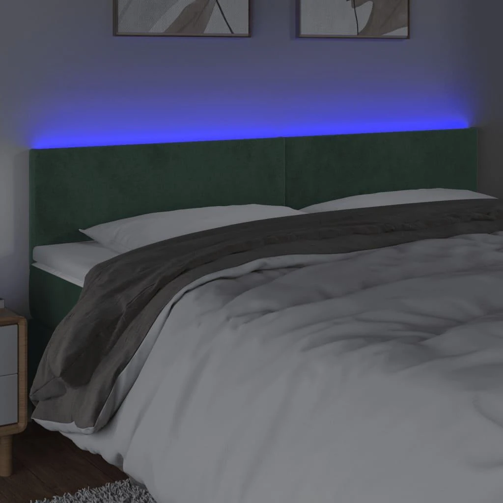 Galvūgalis su LED, tamsiai žalias, 180x5x78/88cm, aksomas