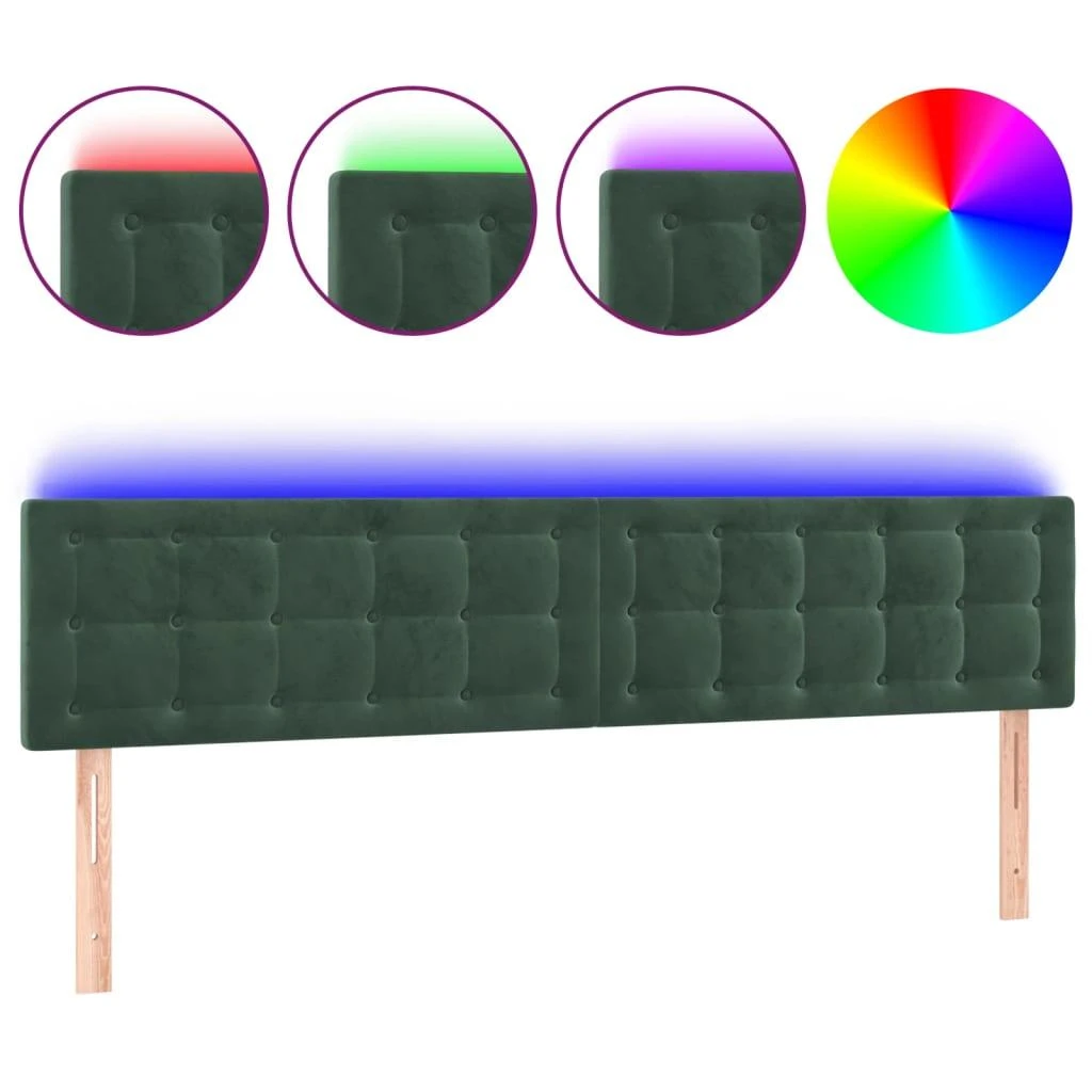 Galvūgalis su LED, tamsiai žalias, 180x5x78/88cm, aksomas