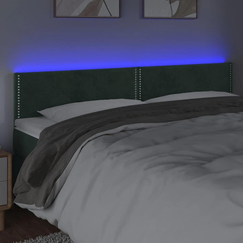 Galvūgalis su LED, tamsiai žalias, 180x5x78/88cm, aksomas