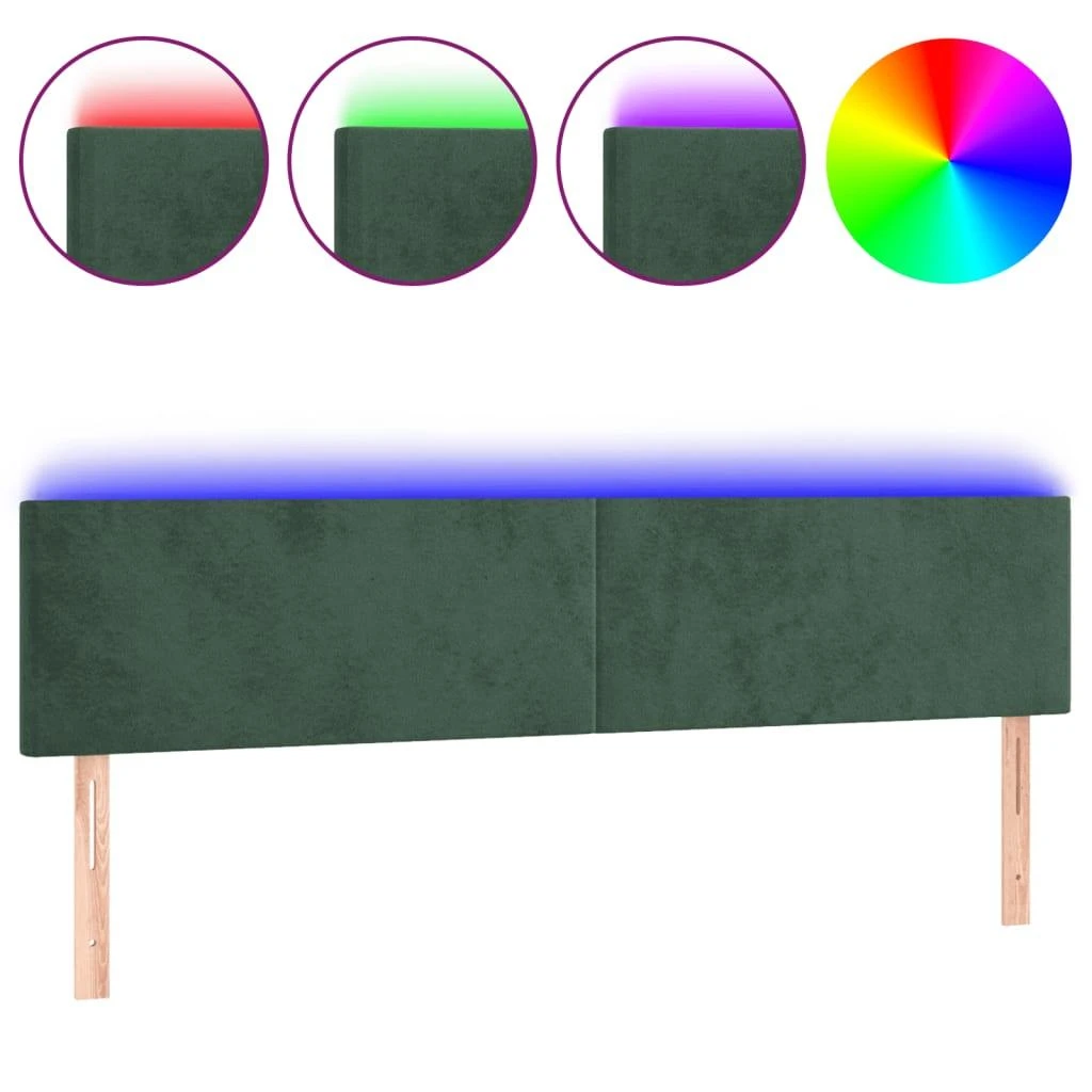 Galvūgalis su LED, tamsiai žalias, 180x5x78/88cm, aksomas