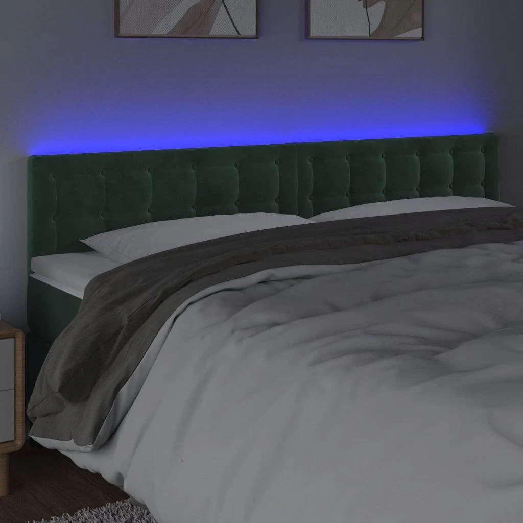 Galvūgalis su LED, tamsiai žalias, 180x5x78/88cm, aksomas