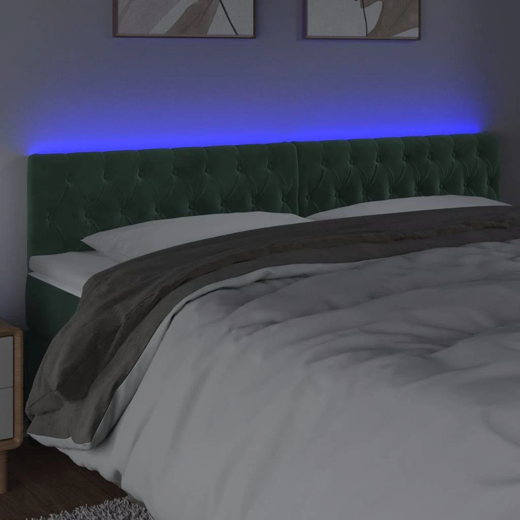 Galvūgalis su LED, tamsiai žalias, 180x7x78/88cm, aksomas