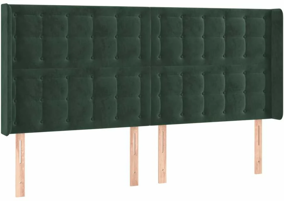 Galvūgalis su LED, tamsiai žalias, 183x16x118/128cm, aksomas