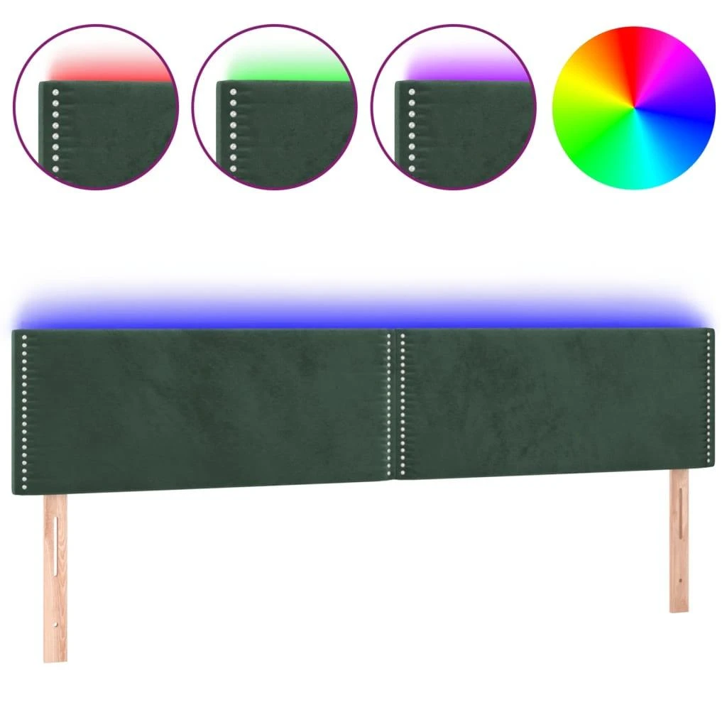 Galvūgalis su LED, tamsiai žalias, 200x5x78/88cm, aksomas