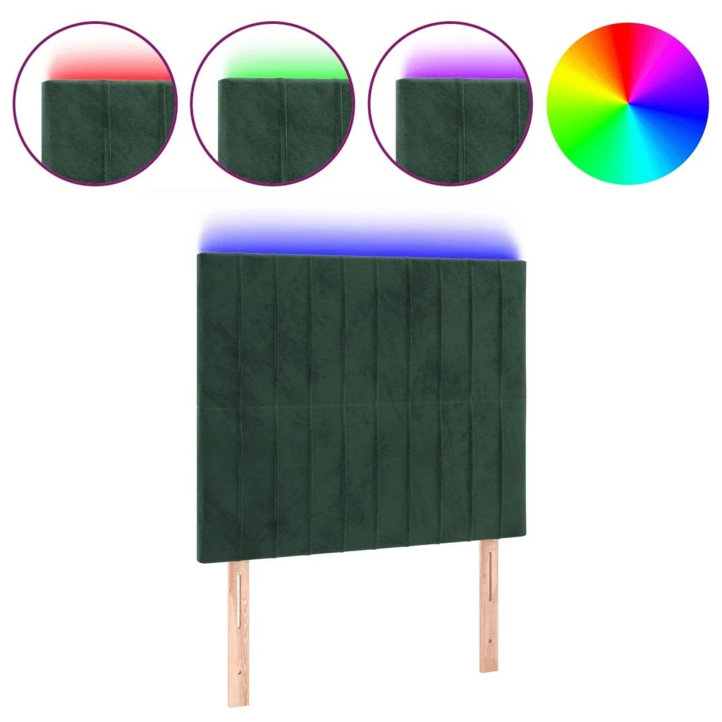 Galvūgalis su LED, tamsiai žalias, 80x5x118/128cm, aksomas