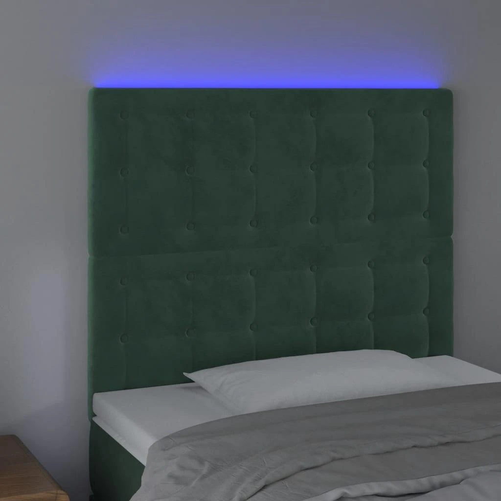 Galvūgalis su LED, tamsiai žalias, 80x5x118/128cm, aksomas