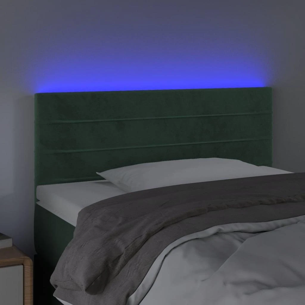 Galvūgalis su LED, tamsiai žalias, 80x5x78/88cm, aksomas
