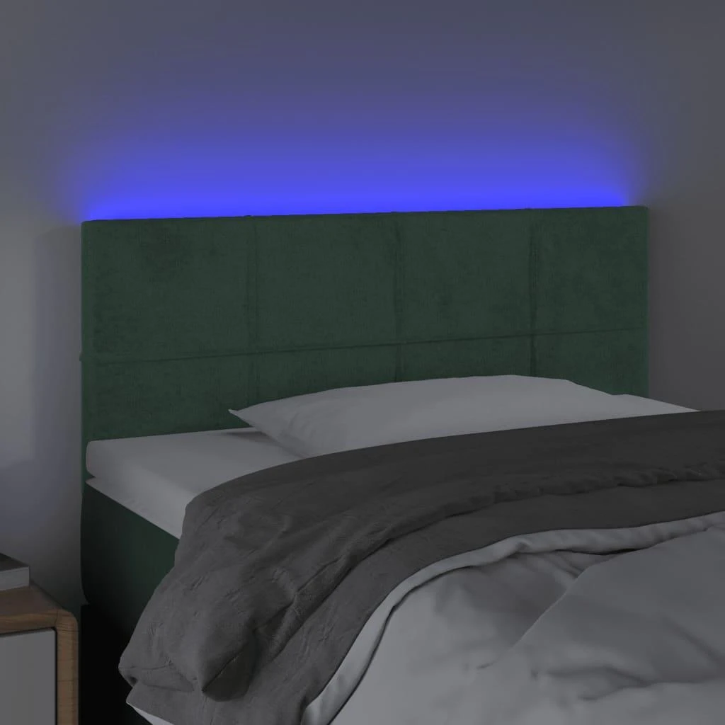 Galvūgalis su LED, tamsiai žalias, 80x5x78/88cm, aksomas