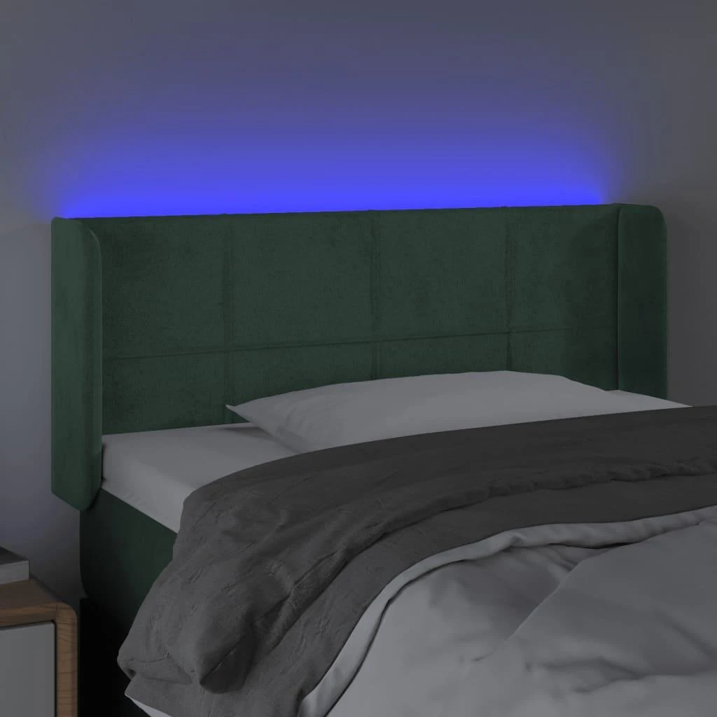 Galvūgalis su LED, tamsiai žalias, 83x16x78/88cm, aksomas