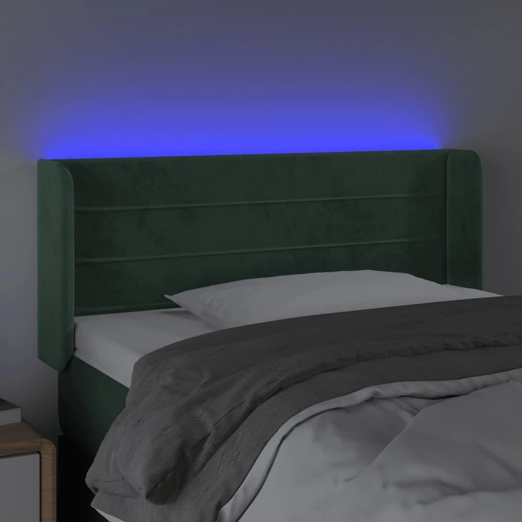 Galvūgalis su LED, tamsiai žalias, 83x16x78/88cm, aksomas