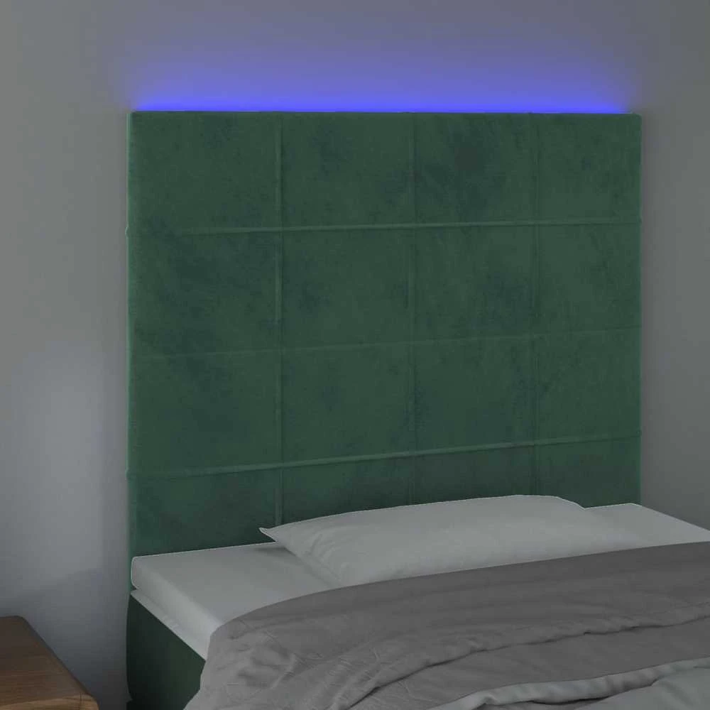 Galvūgalis su LED, tamsiai žalias, 90x5x118/128cm, aksomas