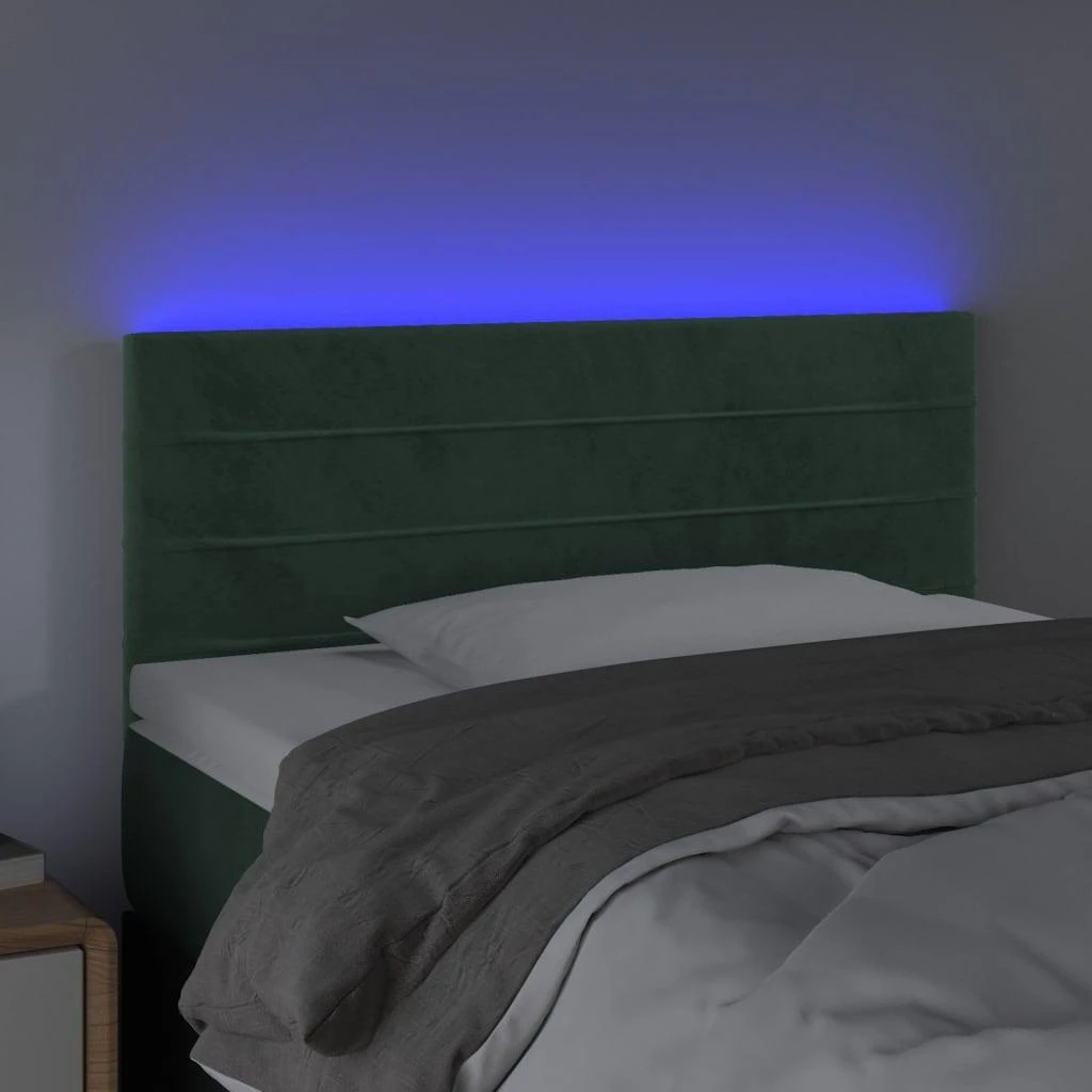 Galvūgalis su LED, tamsiai žalias, 90x5x78/88cm,aksomas