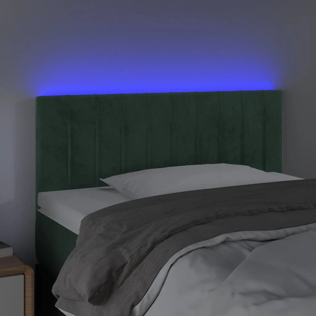 Galvūgalis su LED, tamsiai žalias, 90x5x78/88cm,aksomas