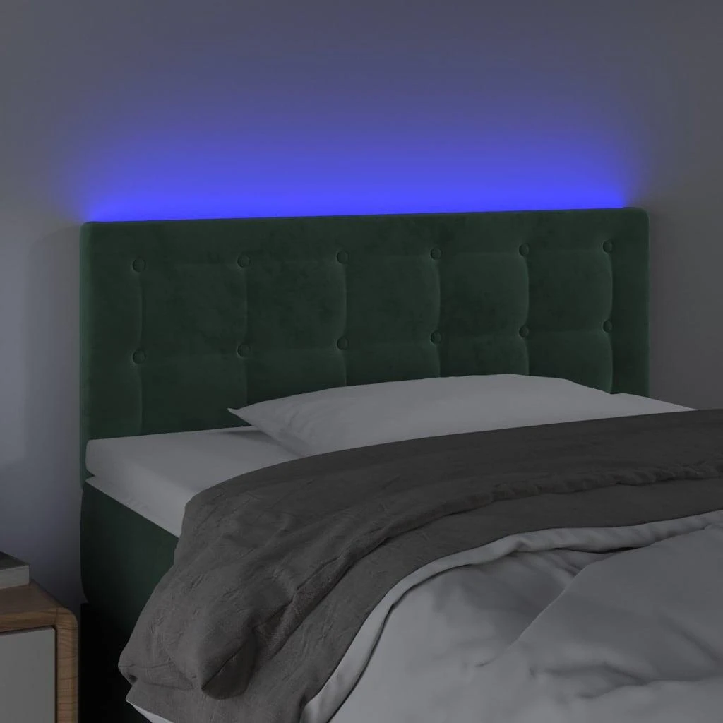 Galvūgalis su LED, tamsiai žalias, 90x5x78/88cm,aksomas