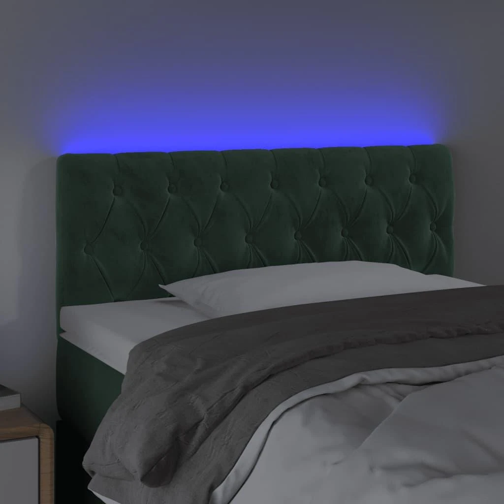 Galvūgalis su LED, tamsiai žalias, 90x7x78/88cm, aksomas