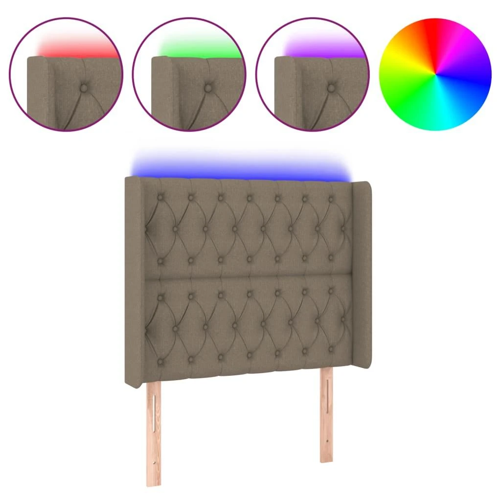 Galvūgalis su LED, taupe spalvos, 103x16x118/128cm, audinys