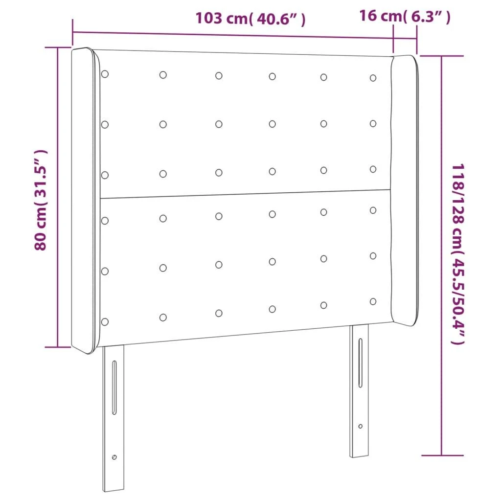 Galvūgalis su LED, taupe spalvos, 103x16x118/128cm, audinys