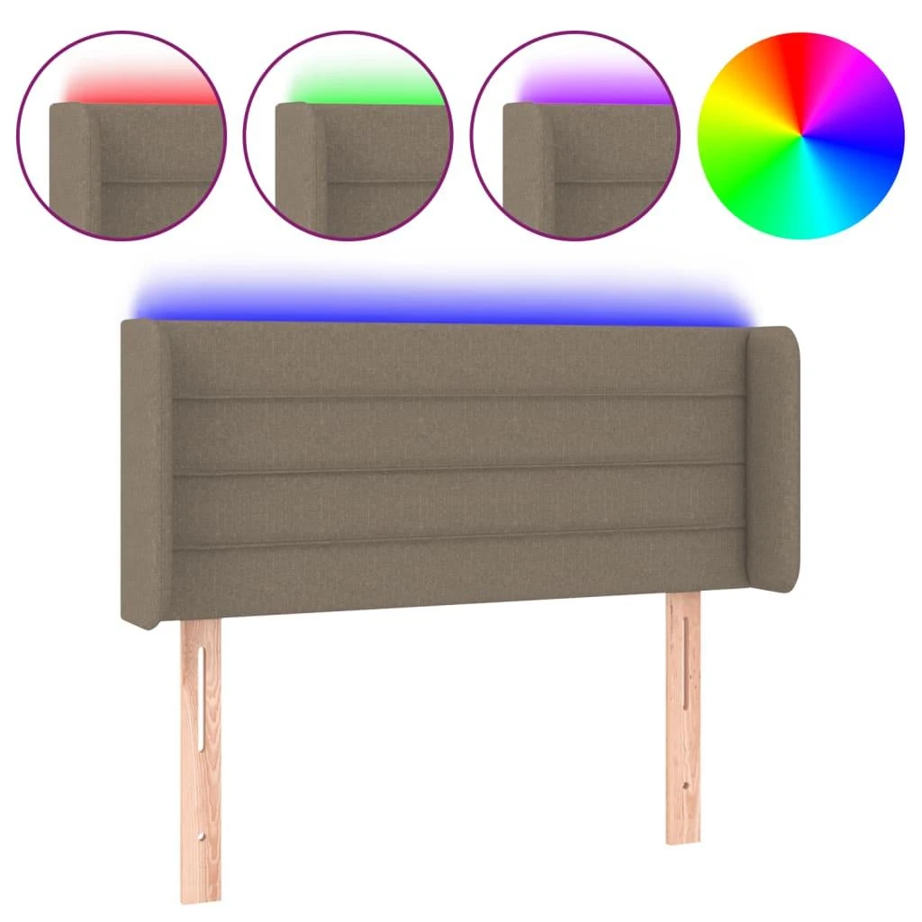 Galvūgalis su LED, taupe spalvos, 103x16x78/88cm, audinys