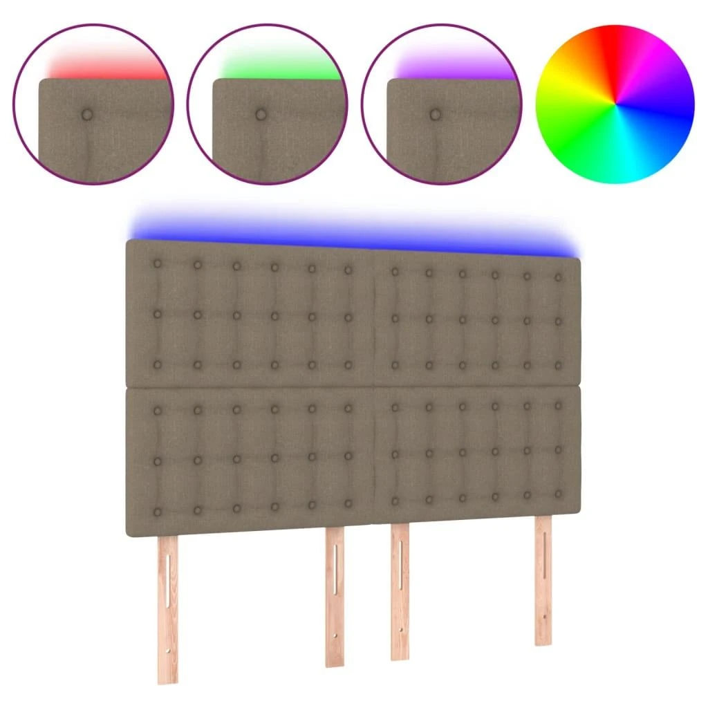 Galvūgalis su LED, taupe spalvos, 144x5x118/128cm, audinys