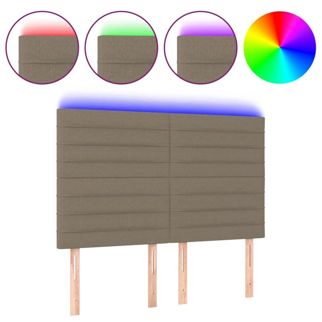Galvūgalis su LED, taupe spalvos, 144x5x118/128cm, audinys
