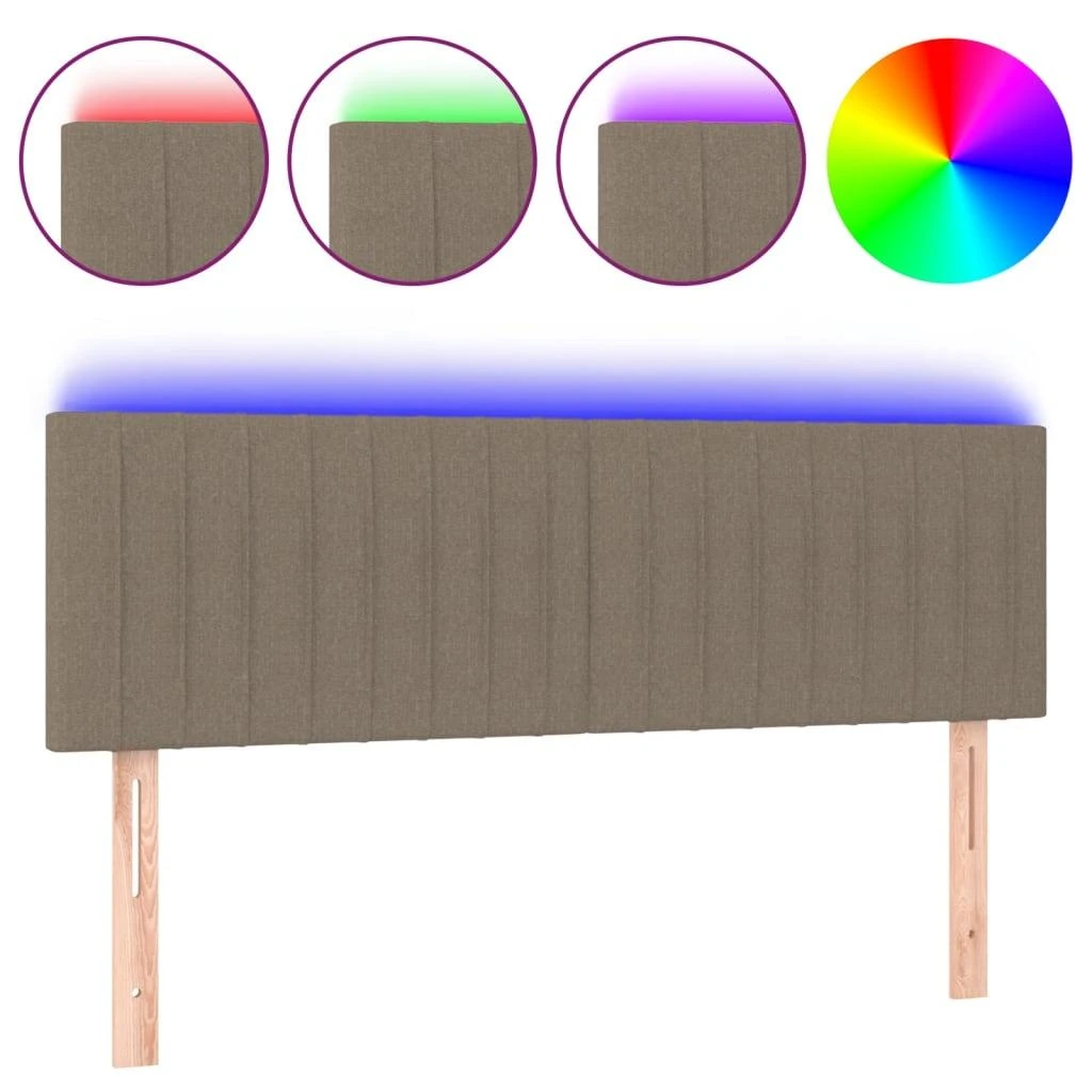 Galvūgalis su LED, taupe spalvos, 144x5x78/88cm, audinys