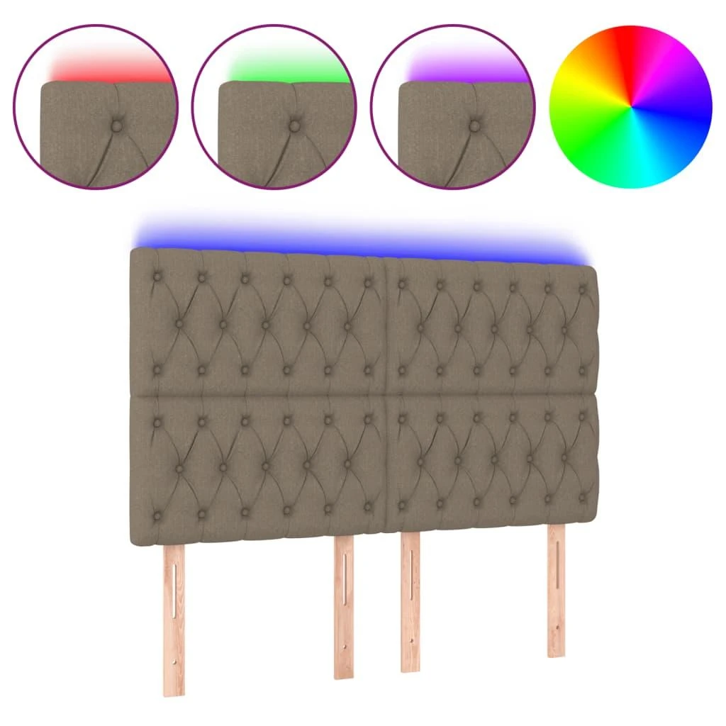 Galvūgalis su LED, taupe spalvos, 144x7x118/128cm, audinys