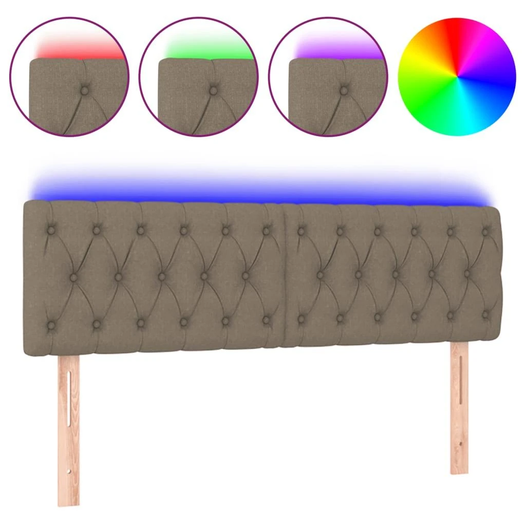 Galvūgalis su LED, taupe spalvos, 144x7x78/88cm, audinys