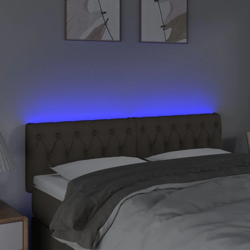 Galvūgalis su LED, taupe spalvos, 144x7x78/88cm, audinys