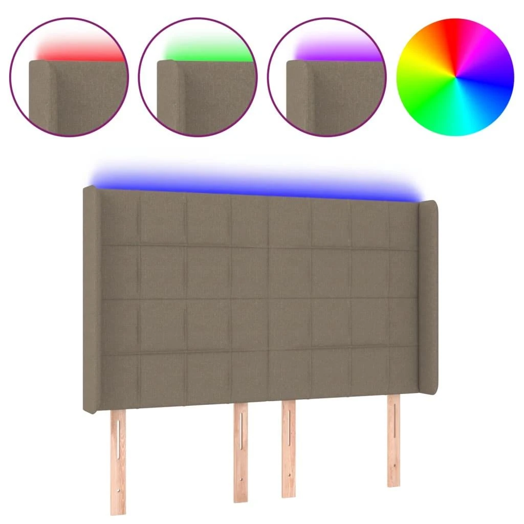 Galvūgalis su LED, taupe spalvos, 147x16x118/128cm, audinys