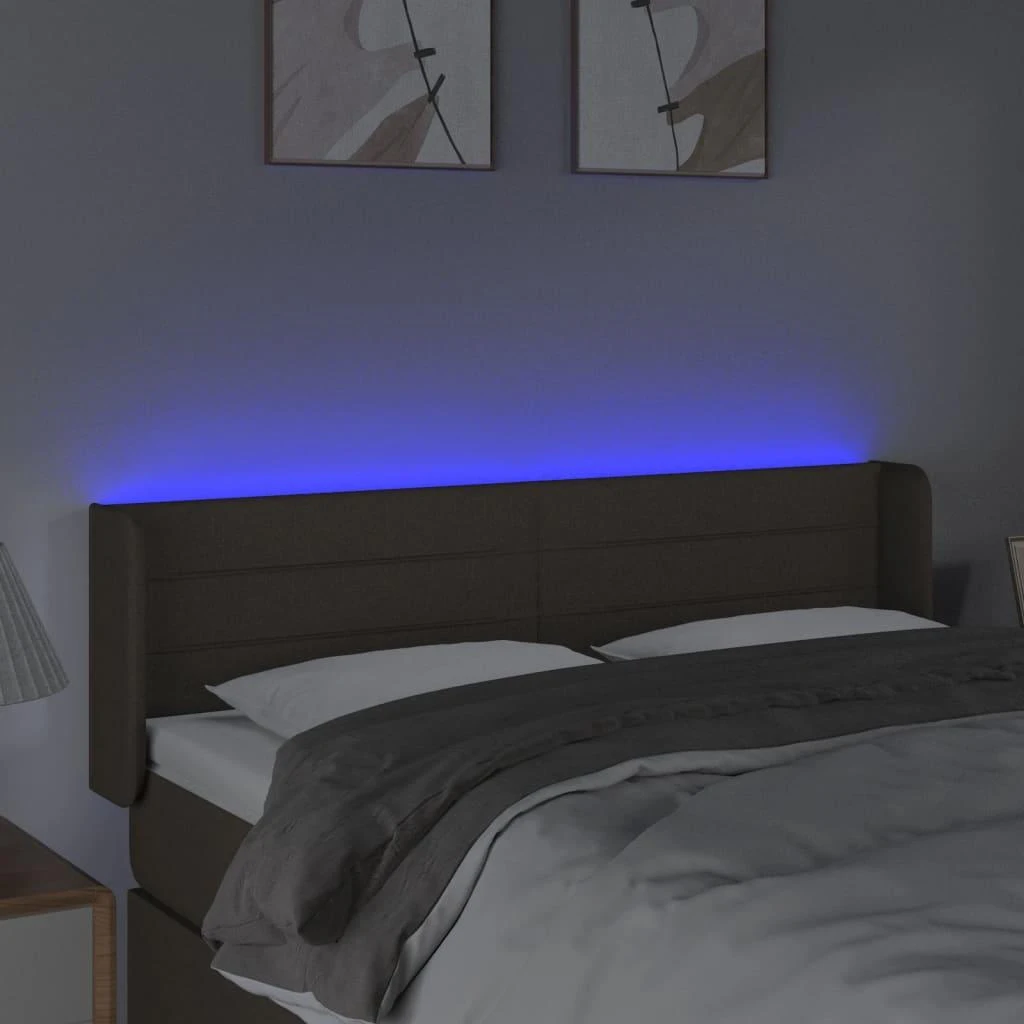Galvūgalis su LED, taupe spalvos, 147x16x78/88cm, audinys