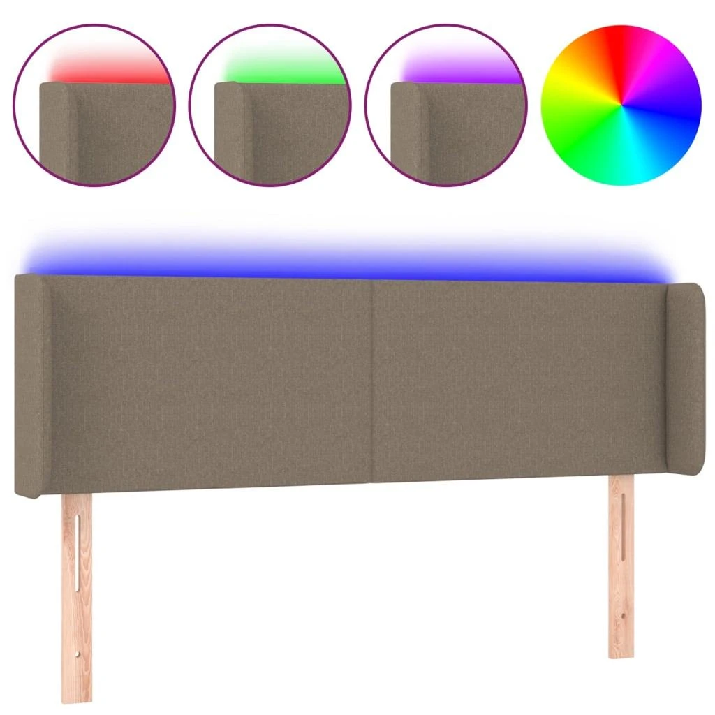 Galvūgalis su LED, taupe spalvos, 147x16x78/88cm, audinys