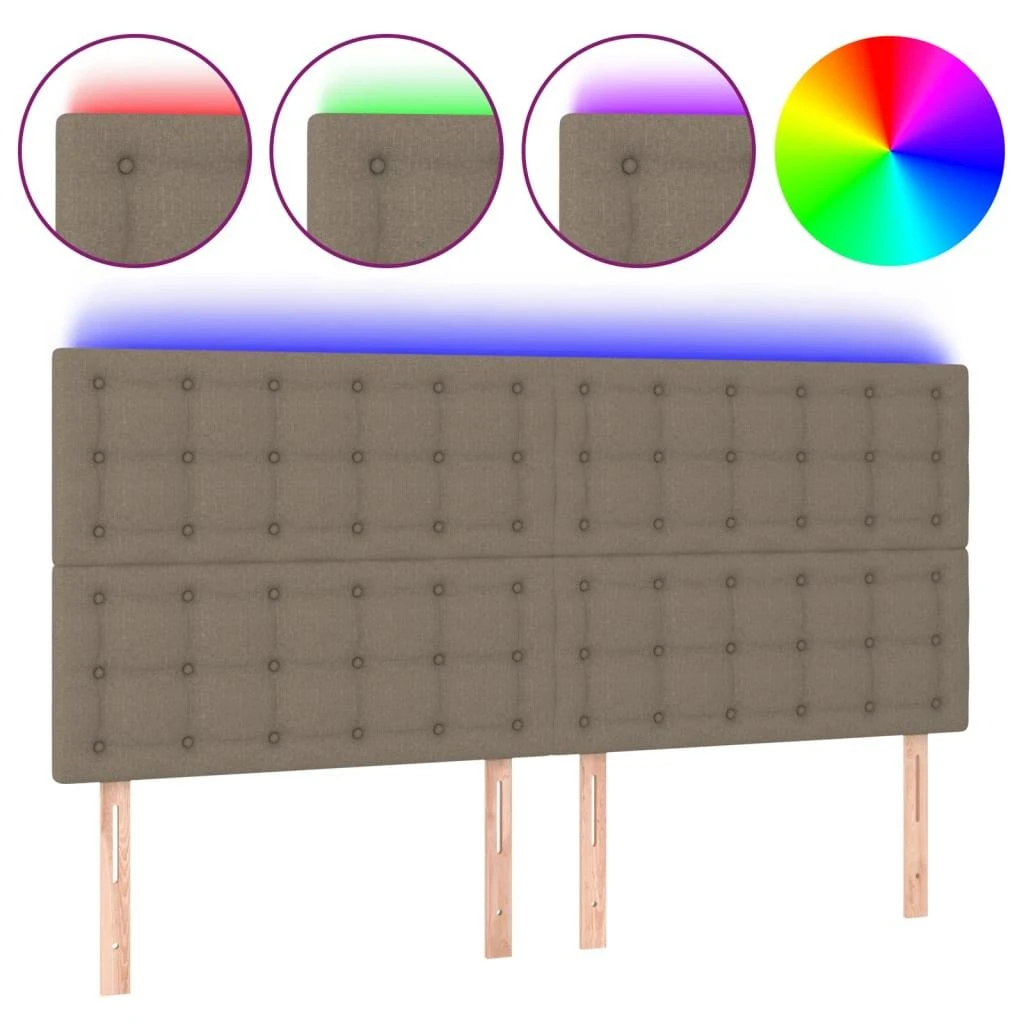 Galvūgalis su LED, taupe spalvos, 160x5x118/128cm, audinys