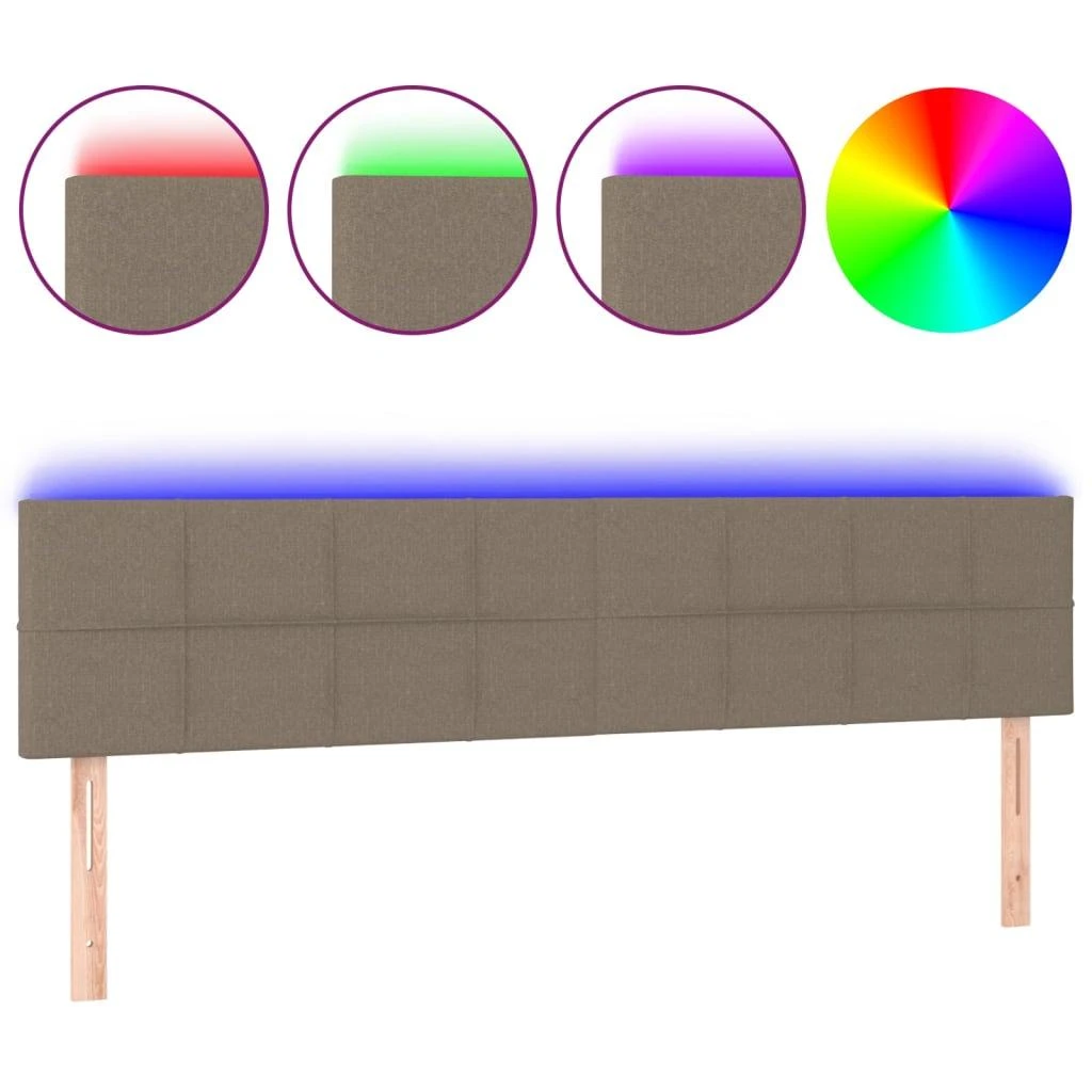 Galvūgalis su LED, taupe spalvos, 160x5x78/88cm, audinys