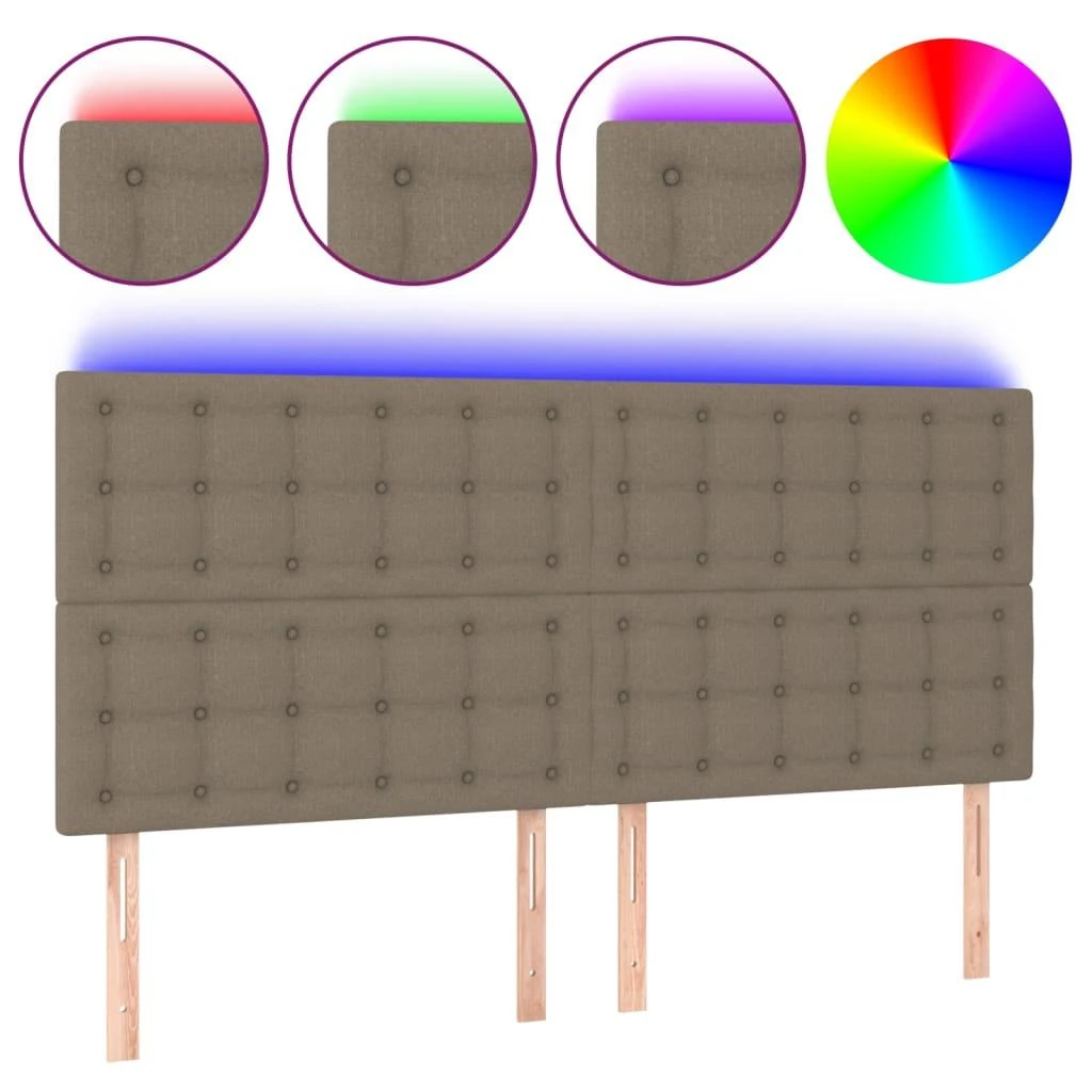 Galvūgalis su LED, taupe spalvos, 180x5x118/128cm, audinys