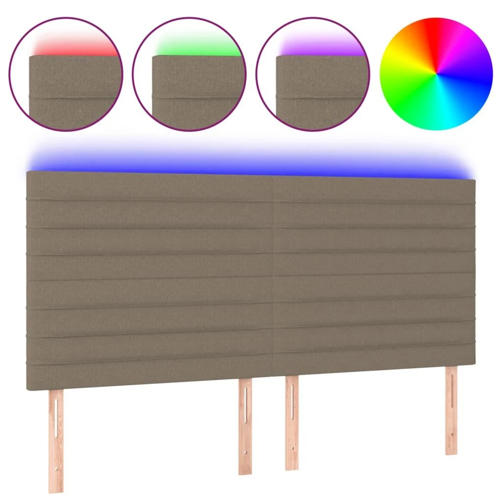 Galvūgalis su LED, taupe spalvos, 180x5x118/128cm, audinys